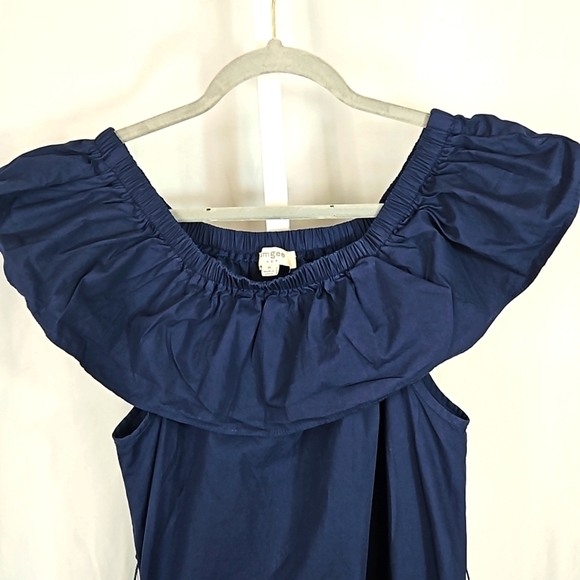 Umgee Ruffle Navy Blue Dress Sz Medium - Picture 3 of 5